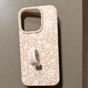 Loopy Case Tan and White Floral Phone Case with Loop